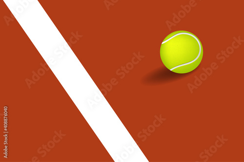Tennis clay court with ball, vector illustration