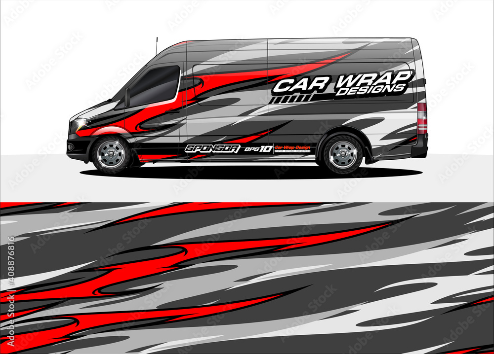 Naklejka premium vehicle graphic kit vector. Modern abstract background for car wrap branding and automobile sticker decals livery 