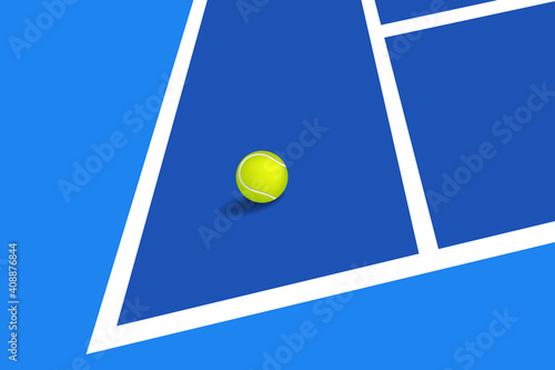 Blue tennis hard court with ball, vector illustration