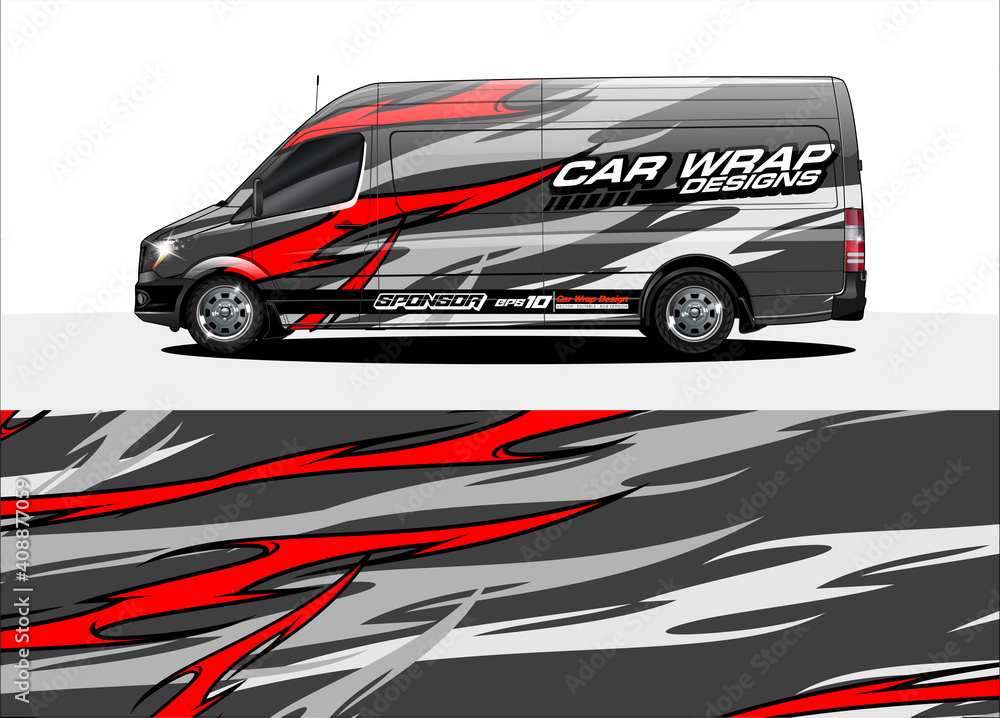 Obraz premium vehicle graphic kit vector. Modern abstract background for car wrap branding and automobile sticker decals livery 