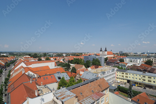 The panorama view of Trnava historical center, Slovakia