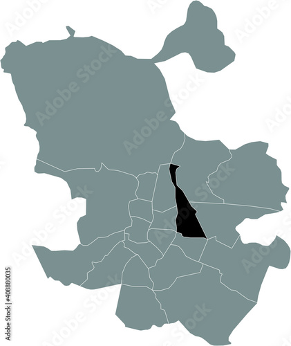 Black location map of Madrilenian Ciudad Lineal neighborhood inside gray map of Madrid  Spain