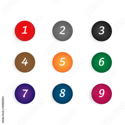 Bullet marker icon with number 1 to 12 for infographic, presentation. Number bullet point colorful 3d Markers isolated on transparent background.