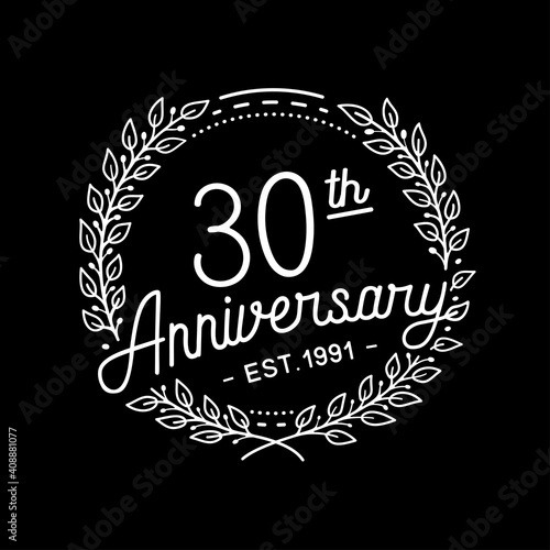 30 years anniversary celebrations design template. 30th logo. Vector and illustrations.