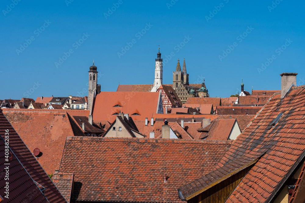Above the roofs of Rothenburg ob der Tauber on a sunny summer day Above the roofs of Rothenburg ob der Tauber on a sunny summer day