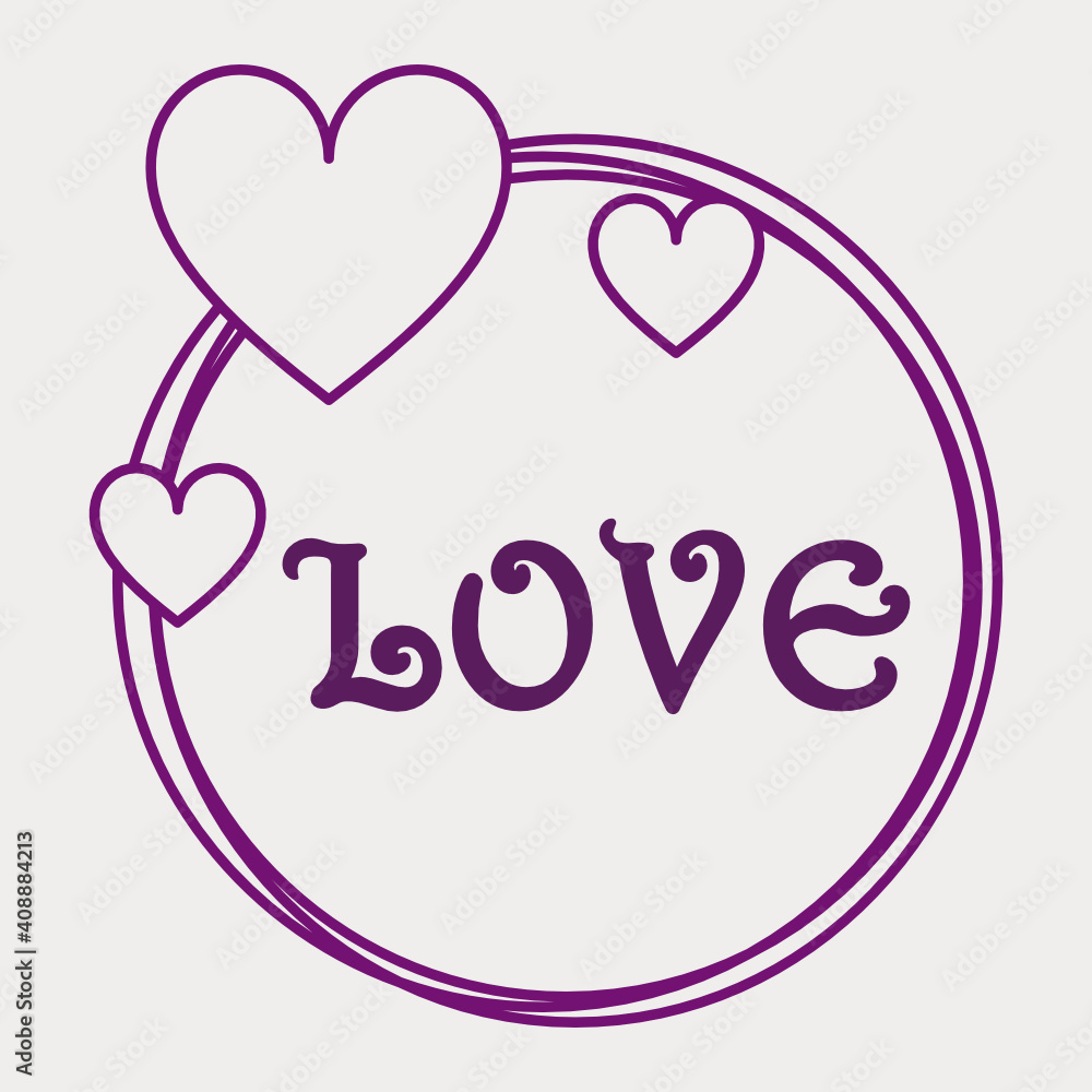 Love circle sign in purple color