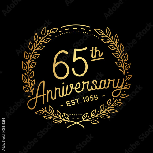 65 years anniversary celebrations design template. 65th logo. Vector and illustrations.