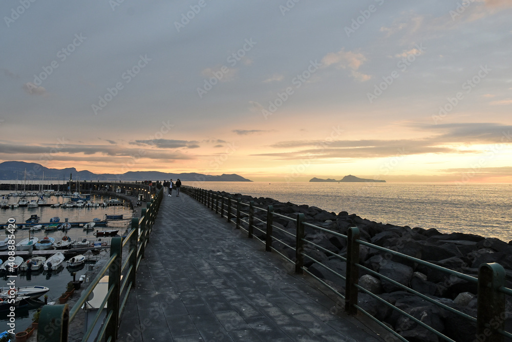 The seafront of Torre del Greco, a town in the province of Naples, Italy.