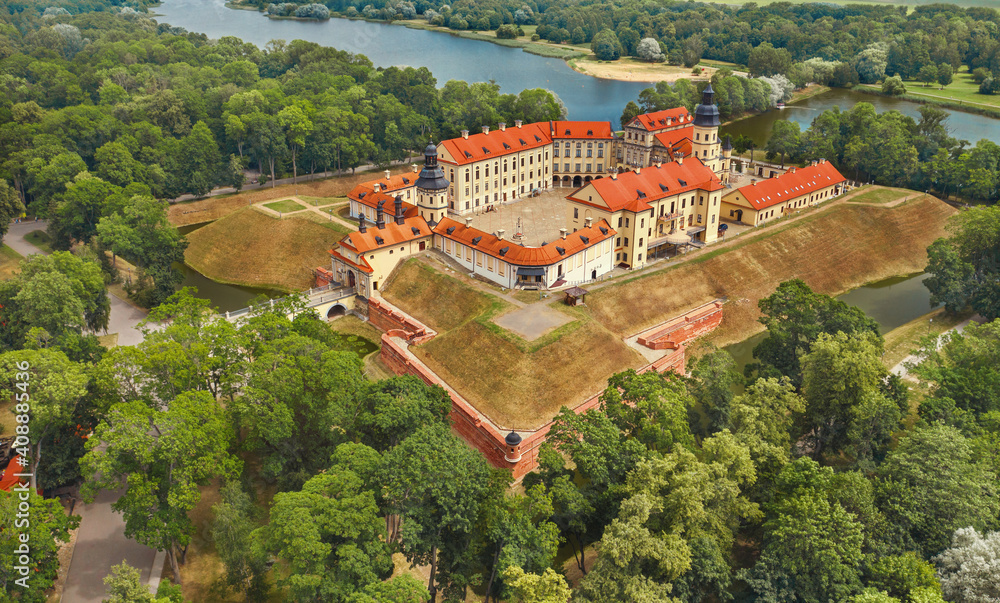 Nesvizh castle in the city of Nesvizh. Minsk Region. Belarus. The castle is in height.