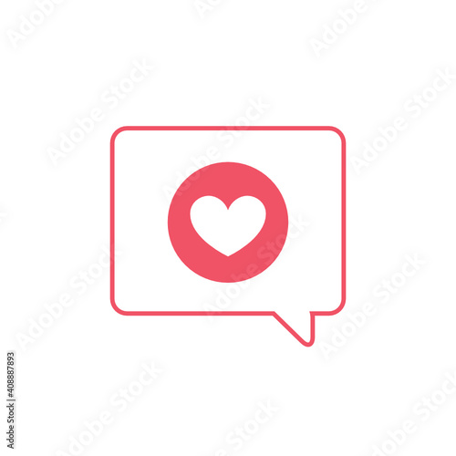 Heart Message Icon, Heart Symbol, Heart Chat Box, Valentine's Day Icon, Message Box, Text Box Icon, Vector Illustration Background