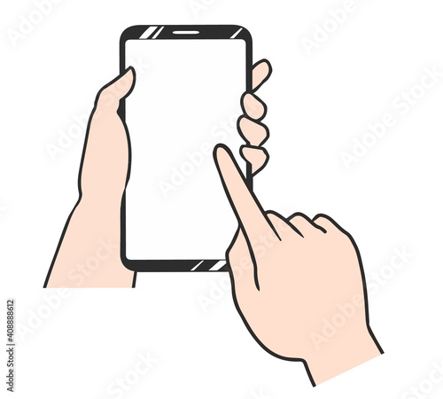 スマホを持つ　タップ