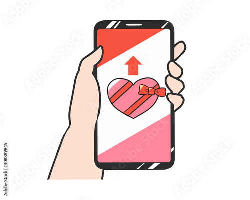 スマホ　バレンタインチョコを贈る