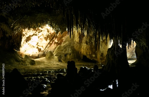 Obraz na płótnie Raj Cave, Undergrounds in Poland, dripstone form, Jaskinia Raj w salonie