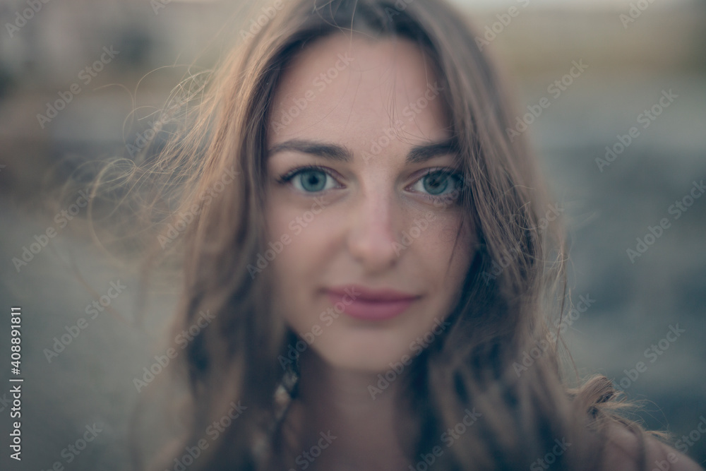 Beautiful girl posing on a summer evening Beautiful girl posing on a summer evening