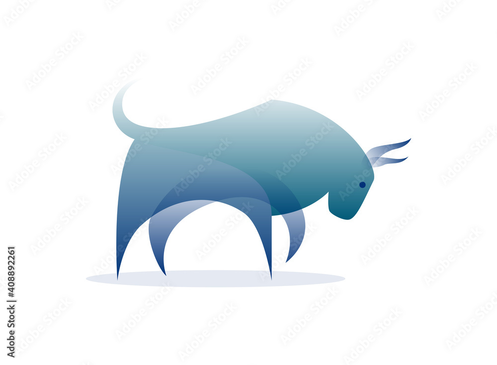 Fototapeta premium Vector bull in gradient style. Digital art