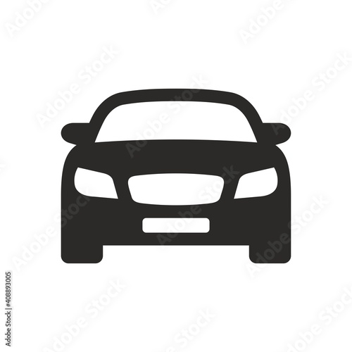 Car icon. Car front view. New car. Vector icon isolated on white background.
