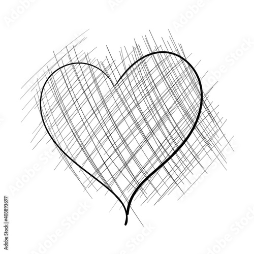 Scetch hand drawn heart. Heart vector.