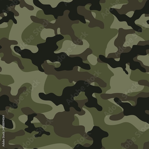 green Abstract camo army patterned textile. Forest background. Vector.