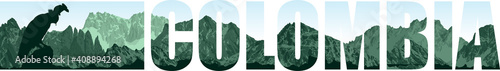 Vector panorama with Andean condor and mountains - Colombia, South America