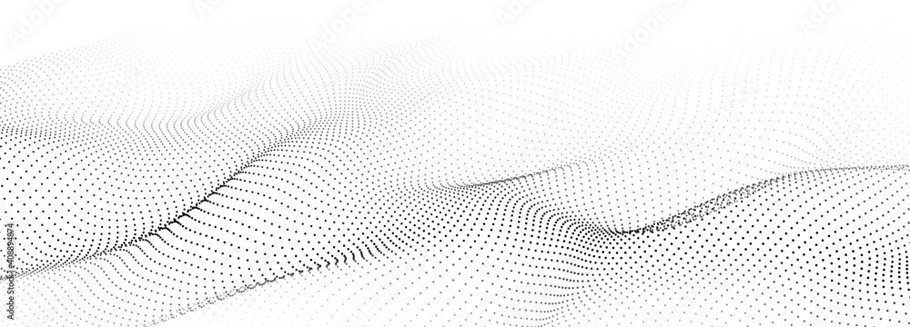 Vector wave of dark particles on white background. Technology backdrop. Pattern for presentations. Vector illustration Vector wave of dark particles on white background. Technology backdrop. Pattern for presentations. Vector illustration