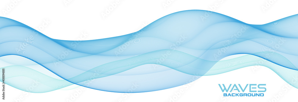 Transparent bluish waves on white. Subtle vector graphics