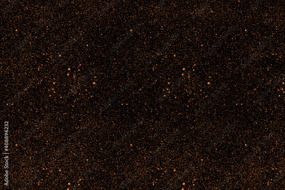 Black stylish background with a huge amount of gold dust particles, sparkles. A fashionable base for your projects.