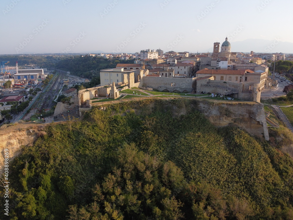 Ortona, Chieti, Abruzzo, Italy: Aerial view of the ancient Aragonese Castle on the shore of the Adriatic Sea