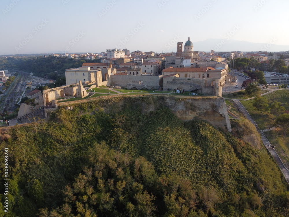 Ortona, Chieti, Abruzzo, Italy: Aerial view of the ancient Aragonese Castle on the shore of the Adriatic Sea
