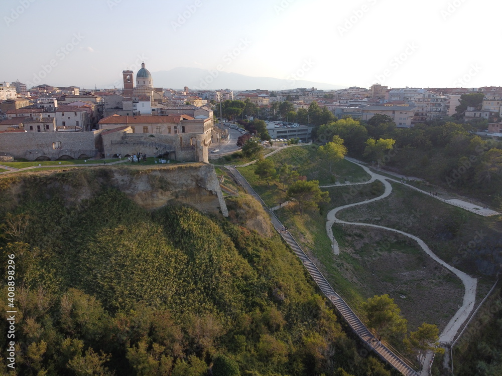 Ortona, Chieti, Abruzzo, Italy: Aerial view of the ancient Aragonese Castle on the shore of the Adriatic Sea Ortona, Chieti, Abruzzo, Italy: Aerial view of the ancient Aragonese Castle on the shore of the Adriatic Sea