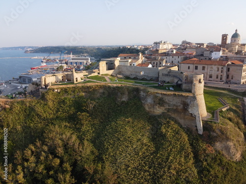 Ortona, Chieti, Abruzzo, Italy: Aerial view of the ancient Aragonese Castle on the shore of the Adriatic Sea photo
