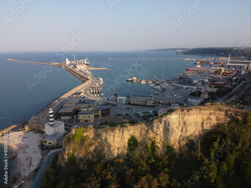 Fototapeta Naklejka Na Ścianę i Meble -  Ortona, Chieti, Abruzzo, Italy: Aerial view of the ancient Aragonese Castle on the shore of the Adriatic Sea