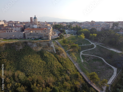 Ortona, Chieti, Abruzzo, Italy: Aerial view of the ancient Aragonese Castle on the shore of the Adriatic Sea