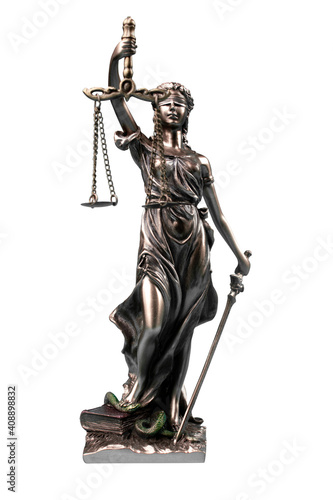 Lady Justice isolated on white background. Symbol of law or lawyer.