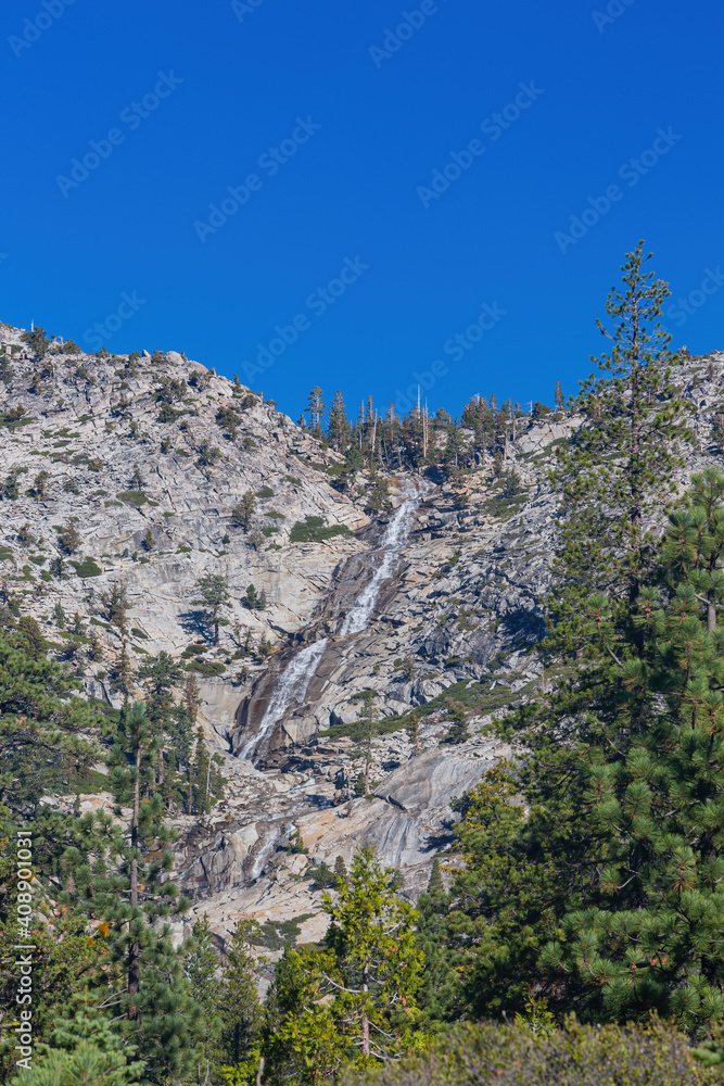 Sunny view of the Horsetail Fall Trail at Lake Tahoe Sunny view of the Horsetail Fall Trail at Lake Tahoe