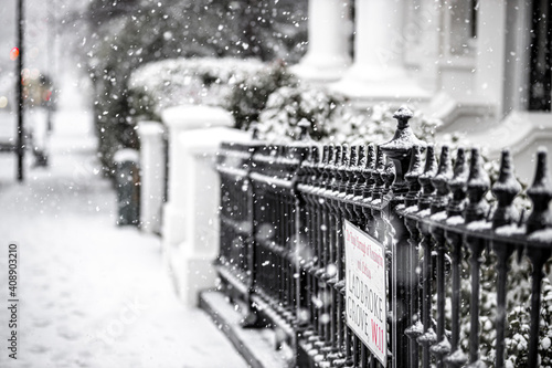 Photography Notting Hill under the snow storm in 2021 in London, England