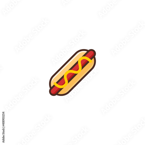 Illustration of Hot Dog Filled Color Icon - Fast Food Icon Set Vector Illustration Design.