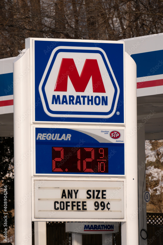 Marathon Oil Gas Station Sign and Trademark Logo Stock Photo Adobe Stock