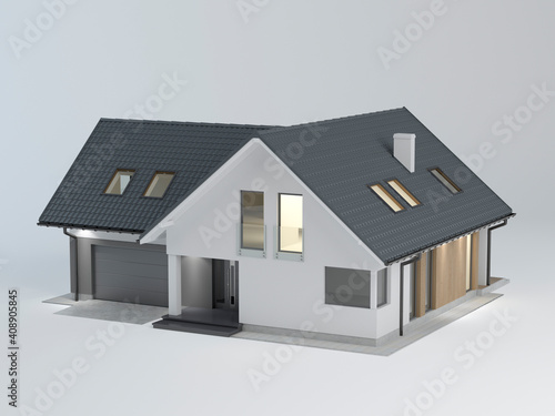 Wallpaper Mural 3D house model on white background, 3d illustration Torontodigital.ca