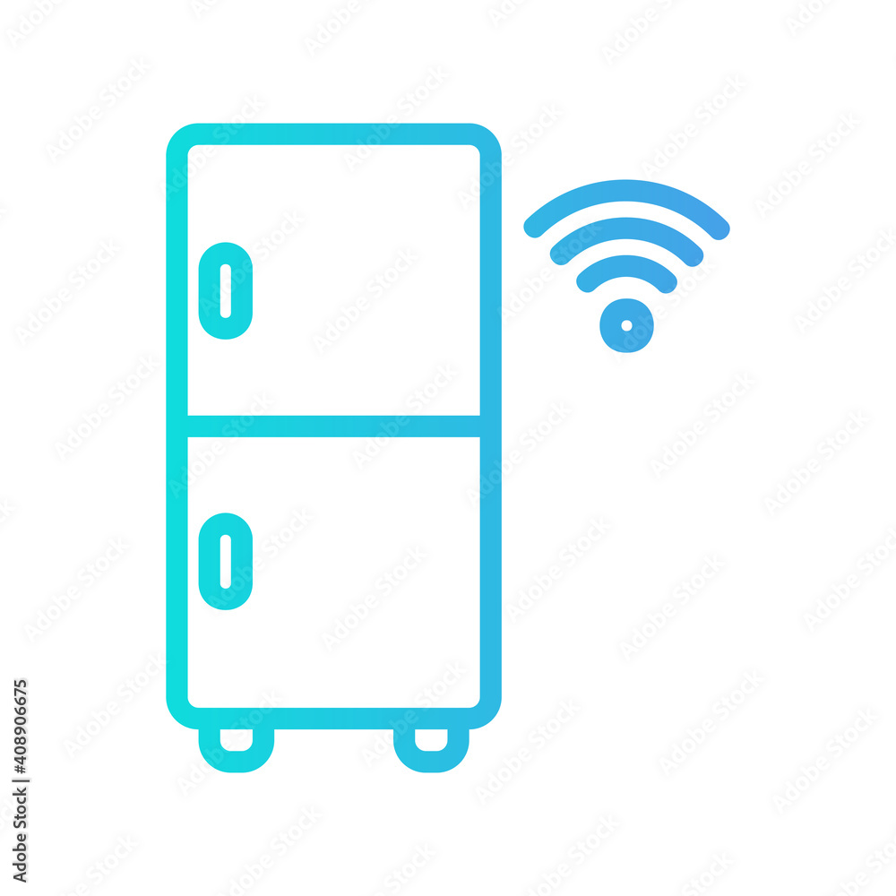 Refrigerator icon vector illustration in gradient style about internet of things for any projects Refrigerator icon vector illustration in gradient style about internet of things for any projects