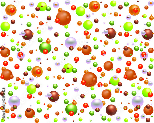 Fototapeta Naklejka Na Ścianę i Meble -  Colorful chaotic beads and pearls. 3D vector illustration. 