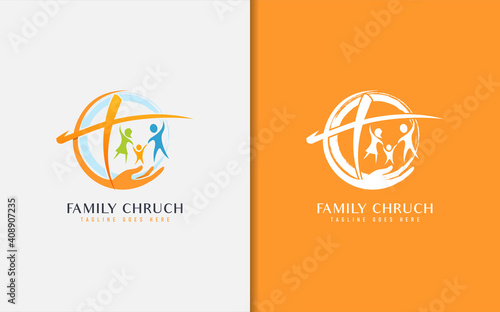 Family Church Logo Design. Usable For Business, Community, Foundation, Tech, Services Company. Vector Logo Design Illustration.