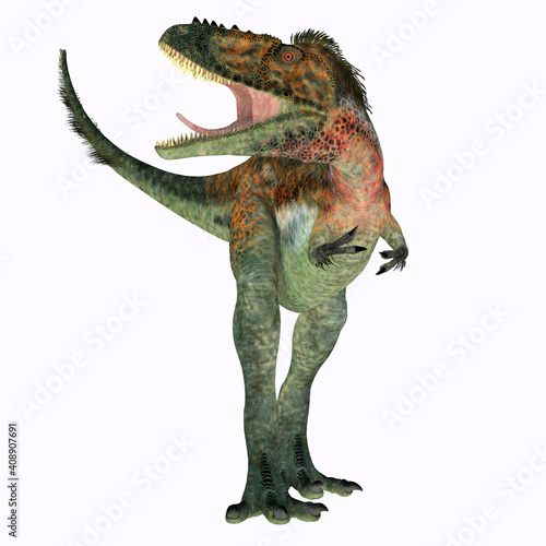 Alioramus Dinosaur Front - Alioramus remotus was a theropod carnivorous dinosaur that lived Mongolia during the Cretaceous Period.