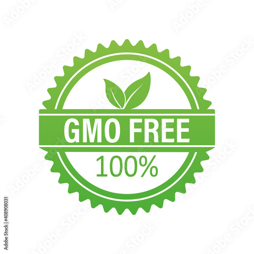 Gmo free sticker for packaging design. Retro packaging. Vector icon. Grunge background.