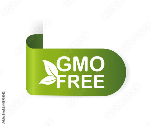 Gmo free sticker for packaging design. Retro packaging. Vector icon. Grunge background.