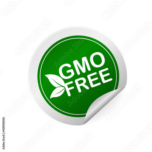 Gmo free sticker for packaging design. Retro packaging. Vector icon. Grunge background.