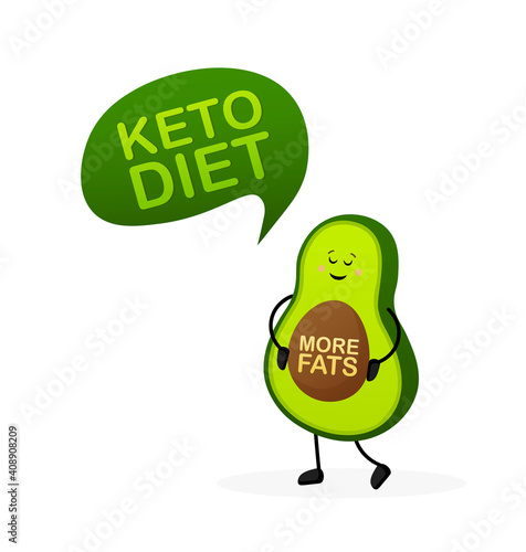 Keto diet concept in cartoon style. Isolated vector illustration. White background. Good diet.
