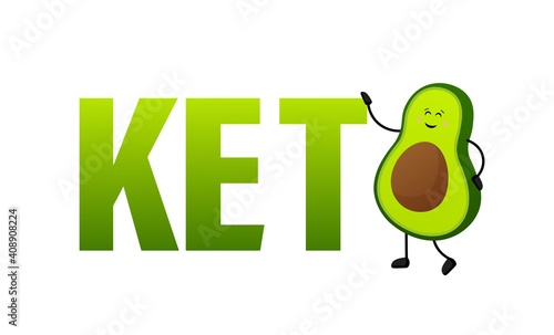 Keto diet concept in cartoon style. Isolated vector illustration. White background. Good diet.