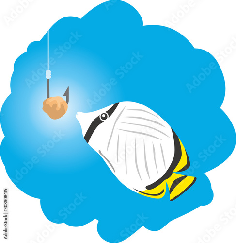 釣られそうな魚（熱帯魚）のイメージイラスト