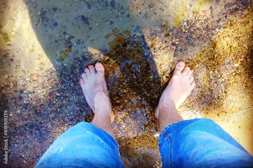 feet in the water