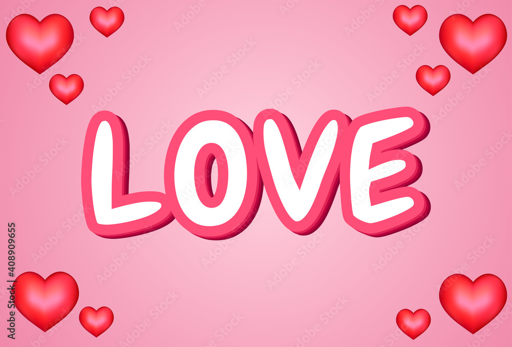 valentines day greeting designs. love text effect. pink heart design. designs for poster templates.